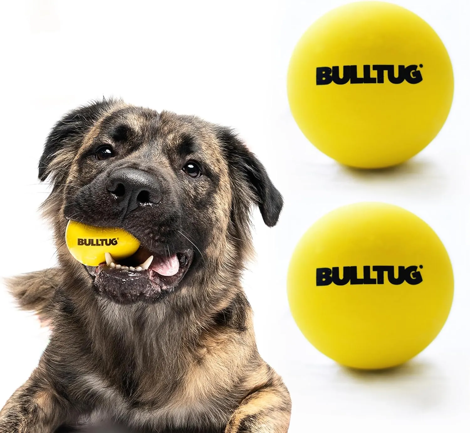 2-Pack Dog Ball for Aggressive Chewers - Heavy-Duty, Super Bouncy, Tough Rubber, 2.5" Ball for Small/Medium Breeds (Solid Yellow)
