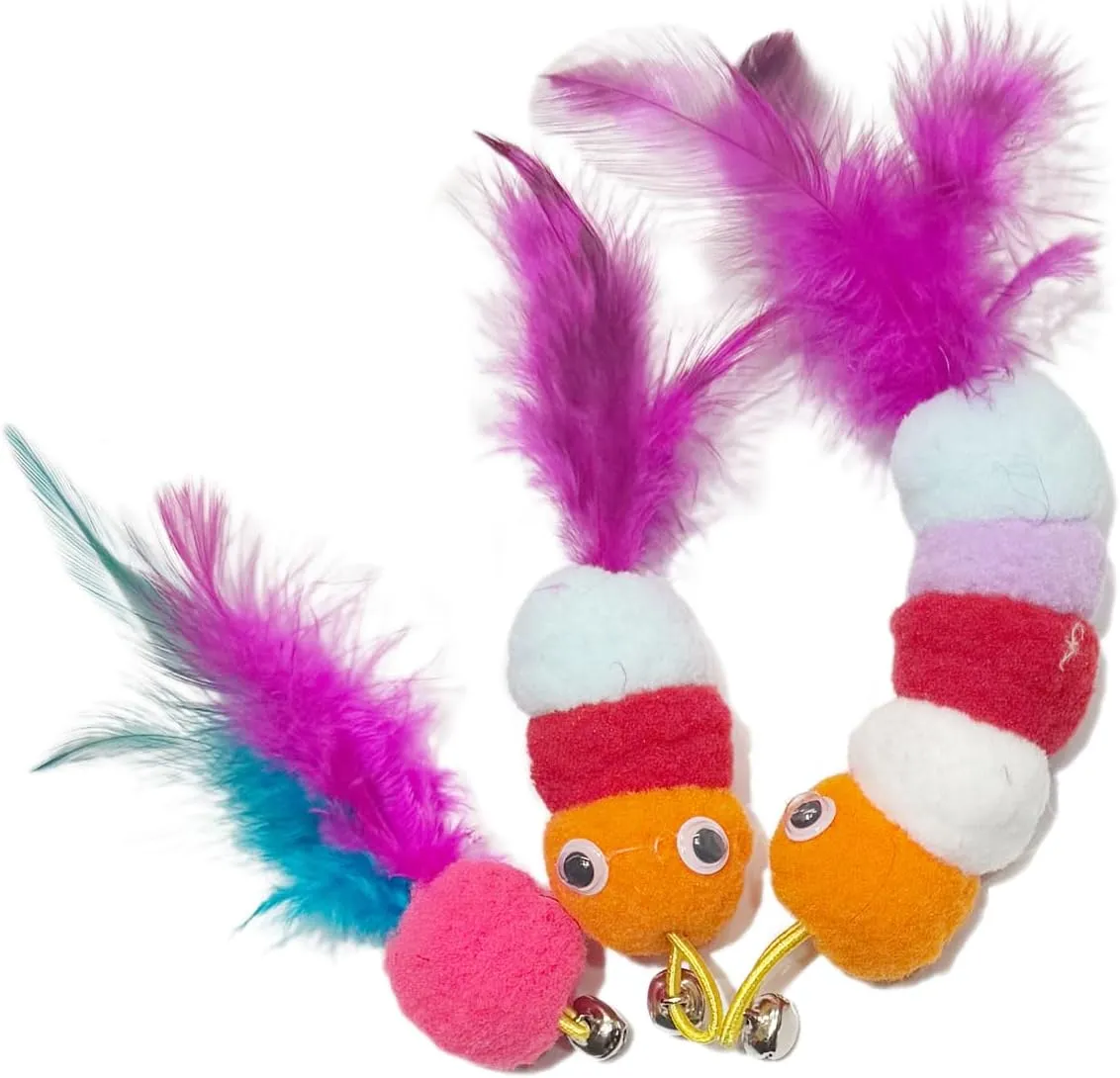 3 PCS Cat Feather Toys, Indoor Cat Interactive Toys, Cat Feather Toys with Bells Sound for Bored Indoor Cats, Indoor Cat Chase Toys for Kitty Kitten Indoor Cat Accessories