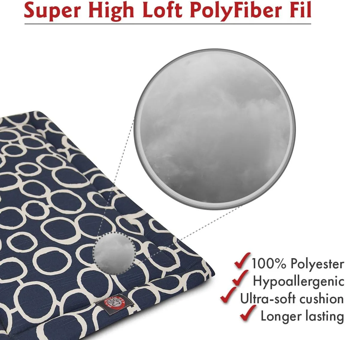 36" Fusion Navy Crate Dog Bed Mat By Majestic Pet Products