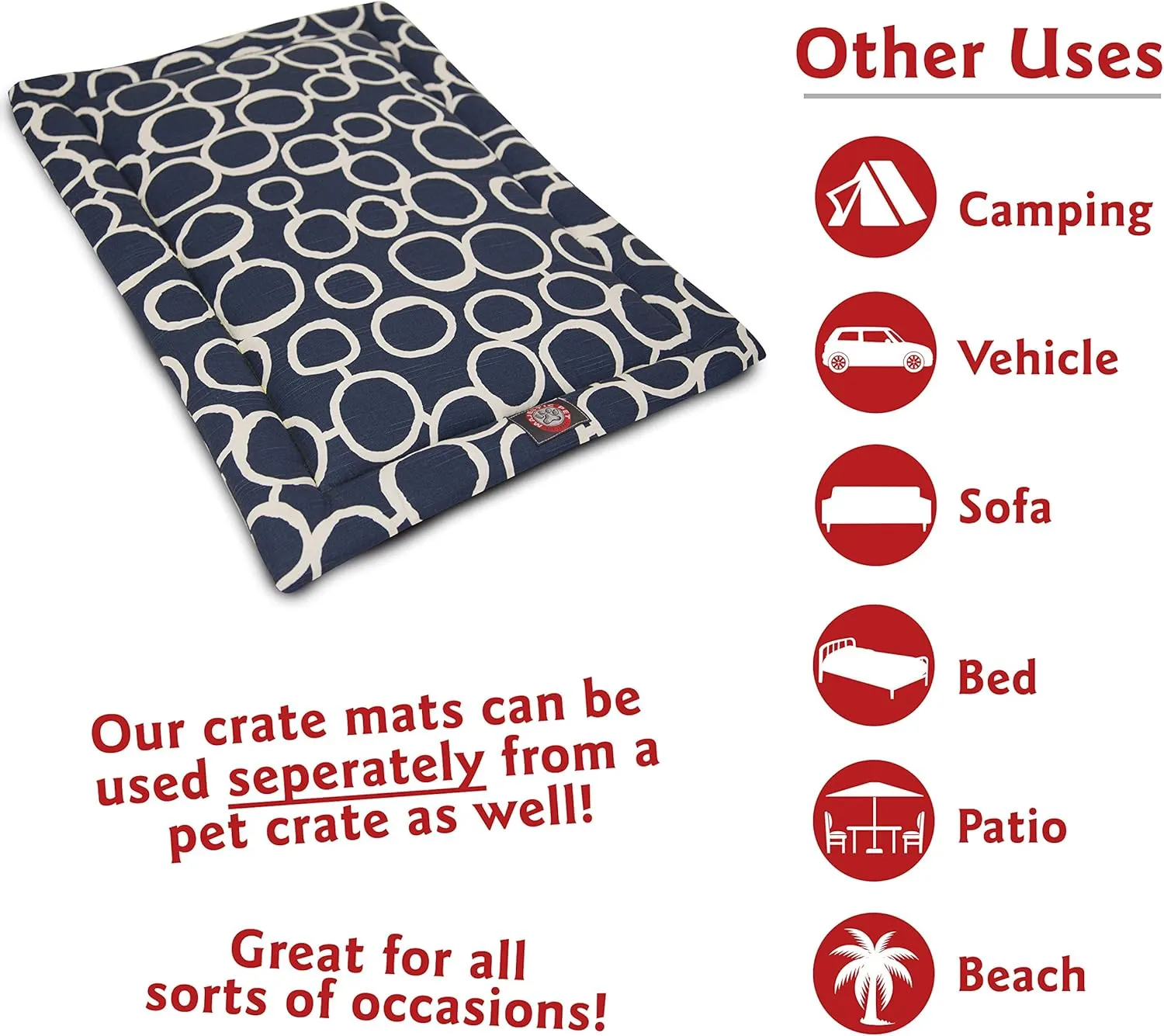 36" Fusion Navy Crate Dog Bed Mat By Majestic Pet Products