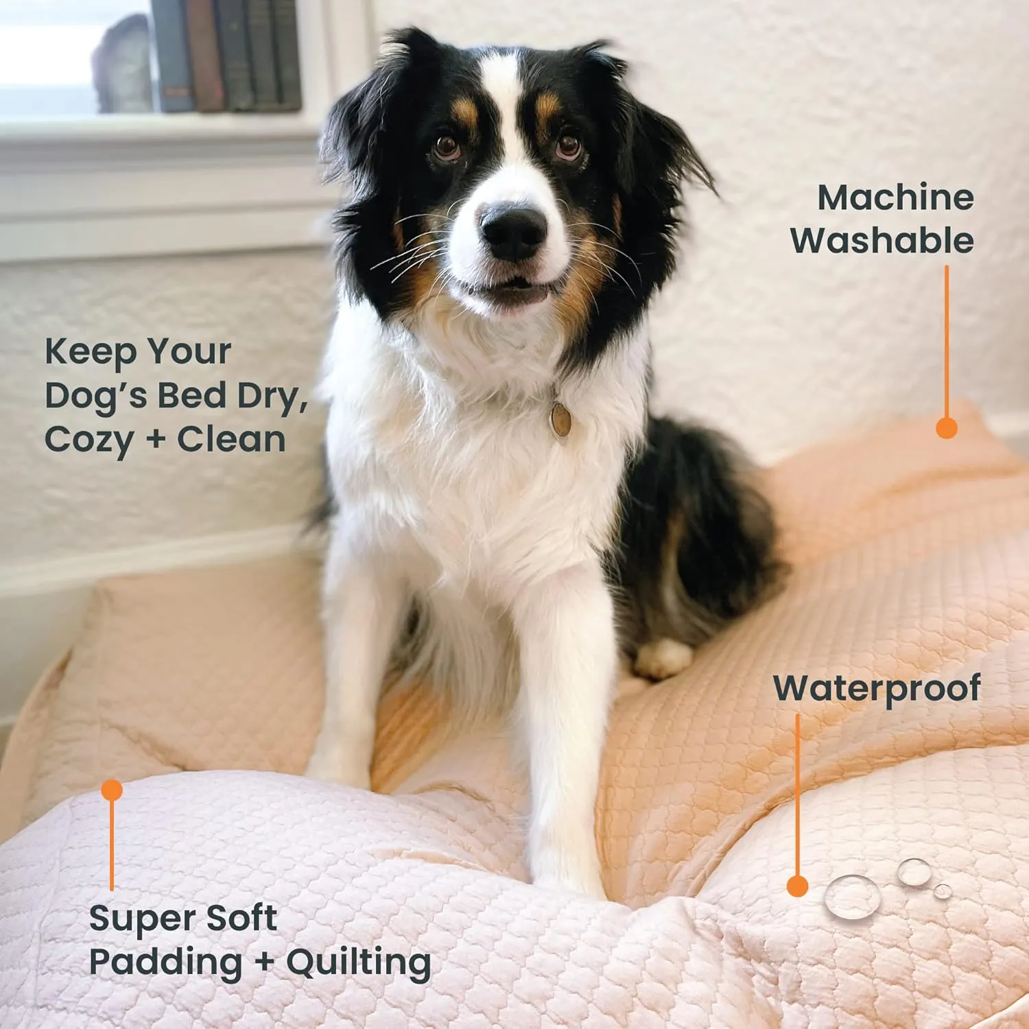 4Knines Luxury Dog Bed Cover - USA Based - Premium Durable Quilted Waterproof Heavy Duty Material (Large, Tan)