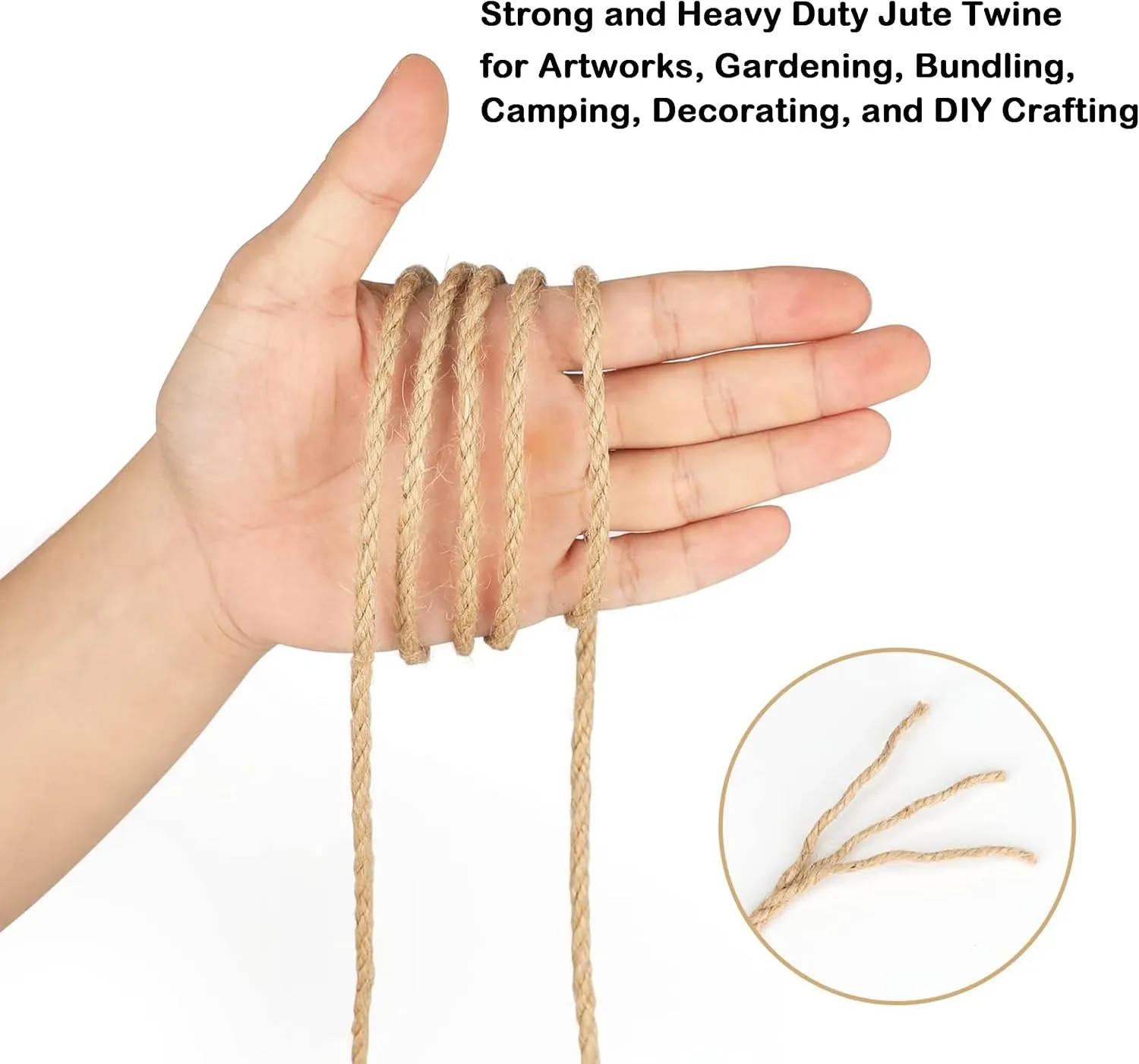 5mm 328 Feet Jute Twine,Natural Braided Jute Rope,Brown Jute Burlap String Heavy Duty and Thick Twine Hemp Rope for DIY Arts Crafts, Gardening, Bundling,Home Decorating, Cat Scratching Post