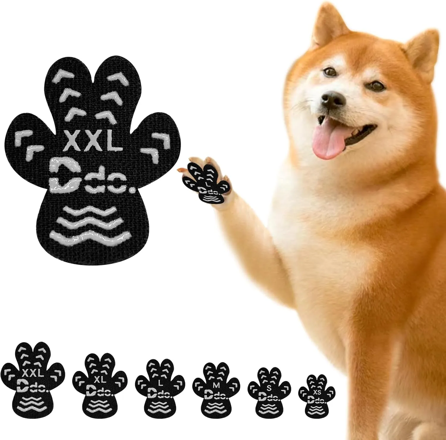 Anti-Slip Dog Paw Protector Pads, Dog Paw Stickers 12 Sets(48 Pcs) Black, for Pets Senior Dogs with Traction on Hardwood Floor, Non-Slip Dog Grips Dog Shoes Boots Socks ReplaceXXL