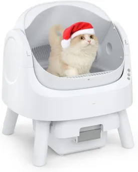 AutoScooper 11 Self Cleaning Litter Box, Open-Top Design for Multiple Cats, Integrated Safety Protection, White (Manufactured by PETPIVOT INC)