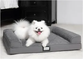 BALANCE Orthopedic Dog Bed, Egg Crate Foam Dog Couch for Pet Sleeping, Pet Sofa with Removable Washable Cover & Waterproof Lining, Comfy Dogs Bed for Medium Size Dogs, Grey