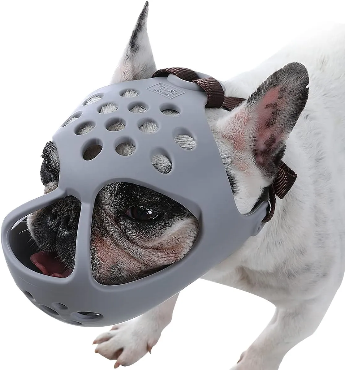 BARKLESS Dog Muzzle for Short Snout, Soft Frenchie Muzzle for Biting, Chewing, Licking for French Bulldogs Boston Terriers, Ideal for Flat-Faced Aggressive Dogs Grooming Walking, Allows Drinking