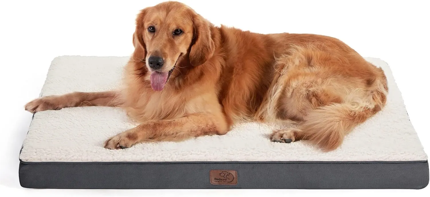 Bedsure XL Dog Bed Large Sized Dog -Orthopedic Waterproof Extra Large Pet Beds with Removable Washable Cover, Egg Crate Foam Mat, Suitable for Pet Up to 100 lbs
