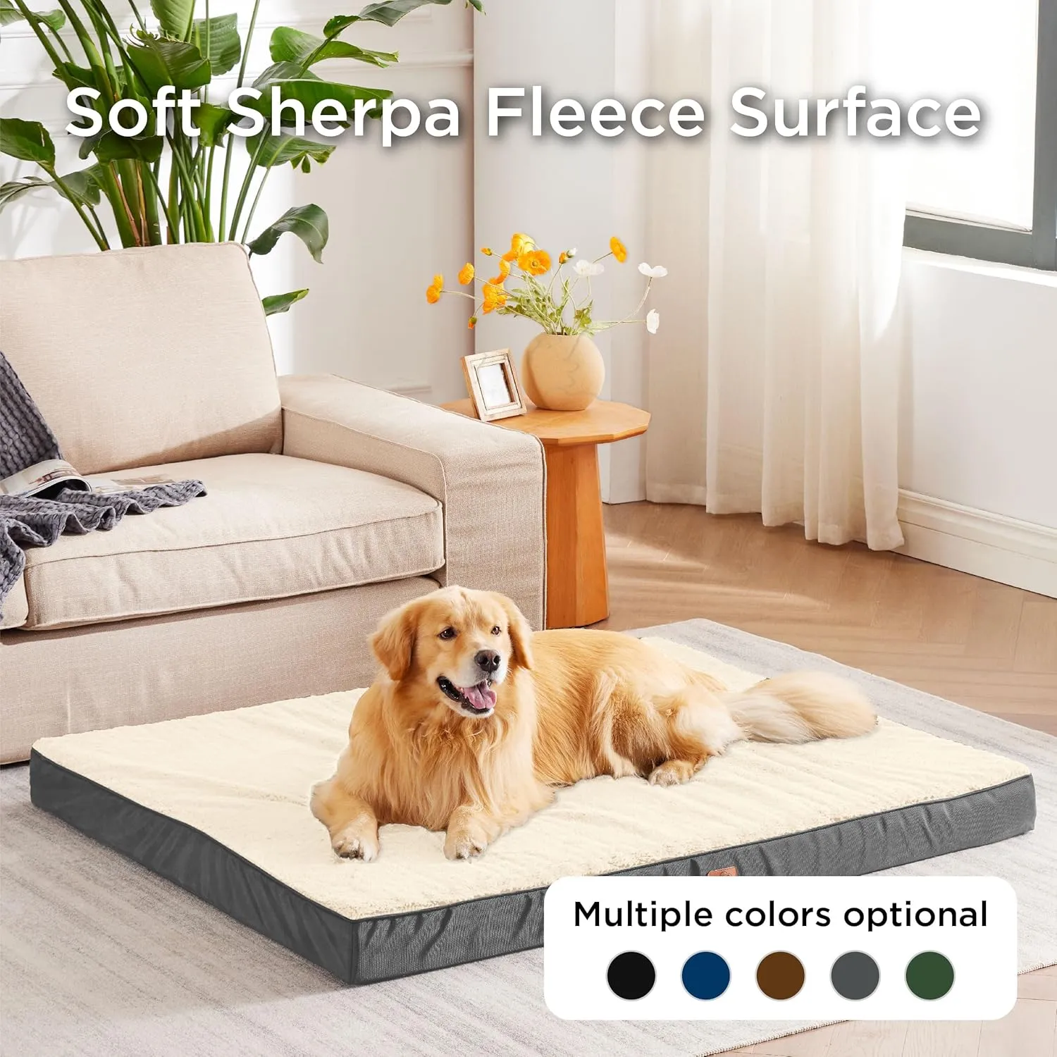 Bedsure XL Dog Bed Large Sized Dog -Orthopedic Waterproof Extra Large Pet Beds with Removable Washable Cover, Egg Crate Foam Mat, Suitable for Pet Up to 100 lbs