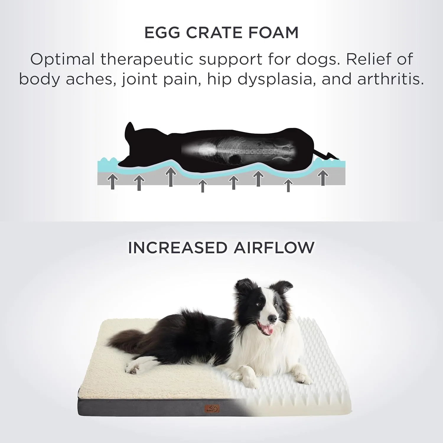 Bedsure XL Dog Bed Large Sized Dog -Orthopedic Waterproof Extra Large Pet Beds with Removable Washable Cover, Egg Crate Foam Mat, Suitable for Pet Up to 100 lbs