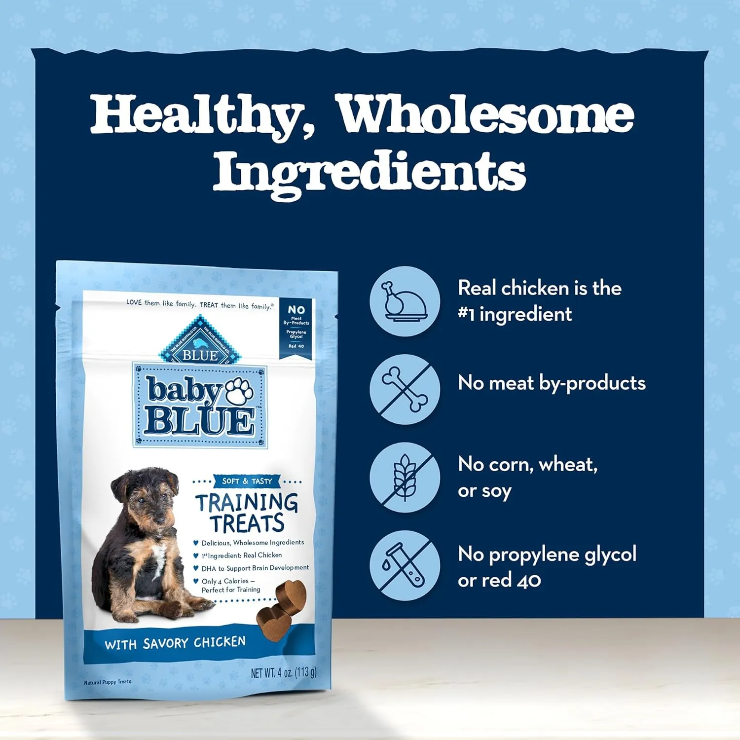 Blue Buffalo Baby Blue Training Treats Natural Puppy Soft Dog Treats, Savory Chicken 4-oz Bag (Pack of 2)