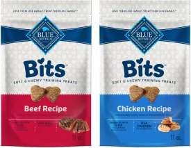 Blue Buffalo Bits Soft Dog Treats for Training, Made With Natural Ingredients & Enhanced with DHA, Chicken & Beef 19-oz Variety Pack, 2 ct
