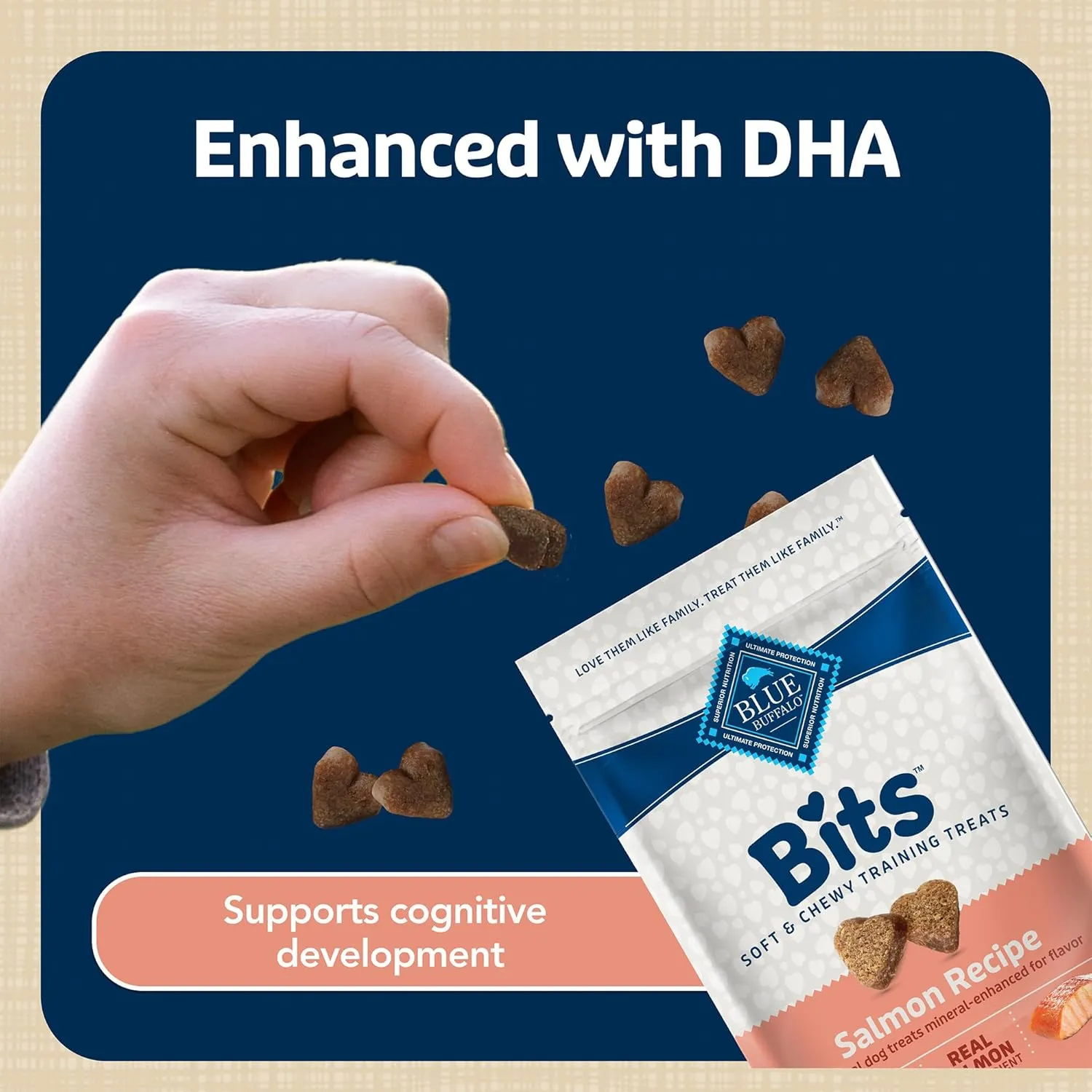Blue Buffalo Bits Soft Dog Treats for Training, Made with Natural Ingredients & Enhanced with DHA, Salmon Recipe, 4-oz Bag