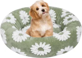 Calming Donut Dog & Cat Bed, Fluffy Washable Round Anti-Anxiety for Small Pets With Non-Slip Bottom (Fits up to 15 lbs)