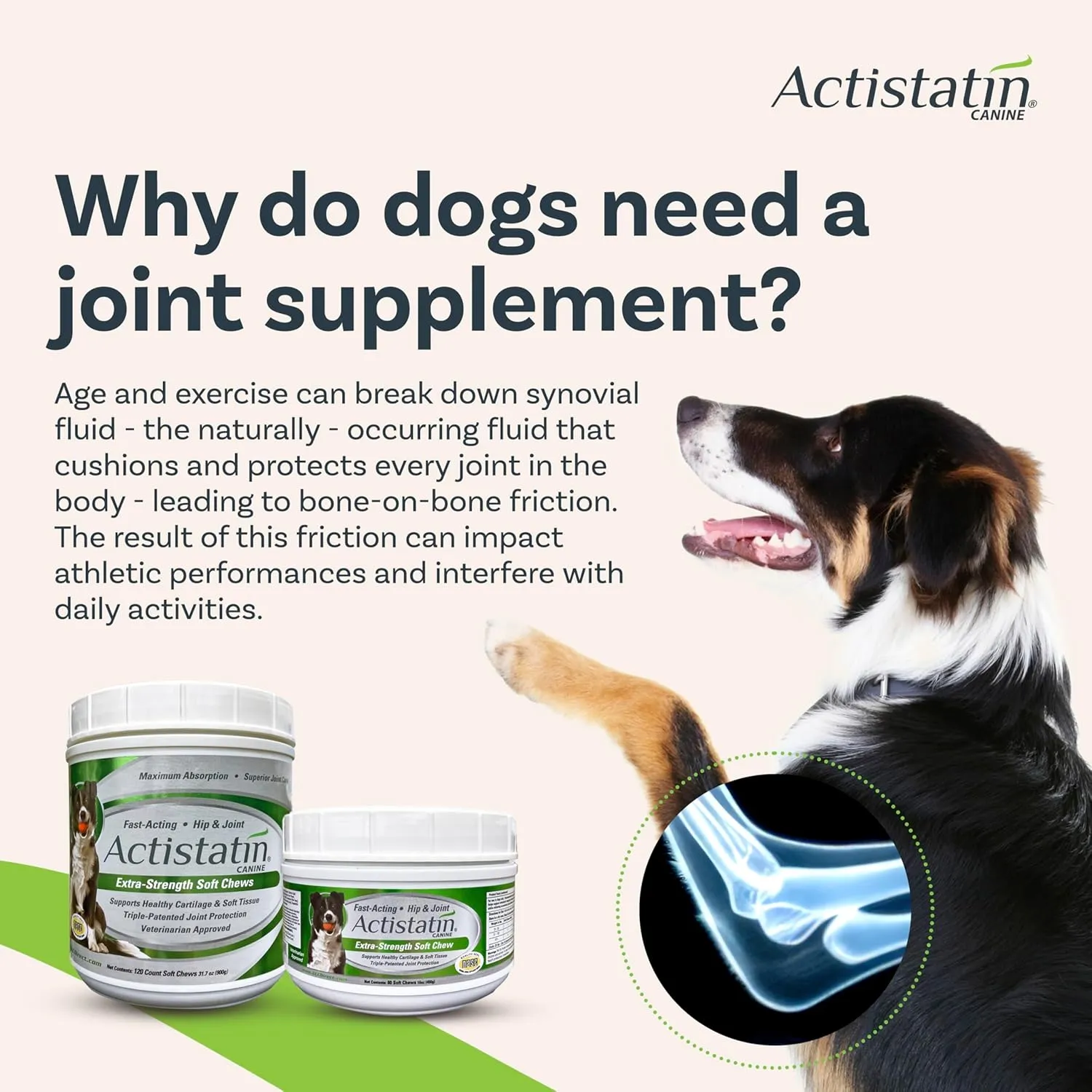 Canine Large Dog Soft Chews, 120ct  Patented Extra-Strength Joint, Cartilage, Soft Tissue Supplement: Glucosamine, Chondroitin, Manganese, MSM, L-Carnitine  High Absorption, Fast Results