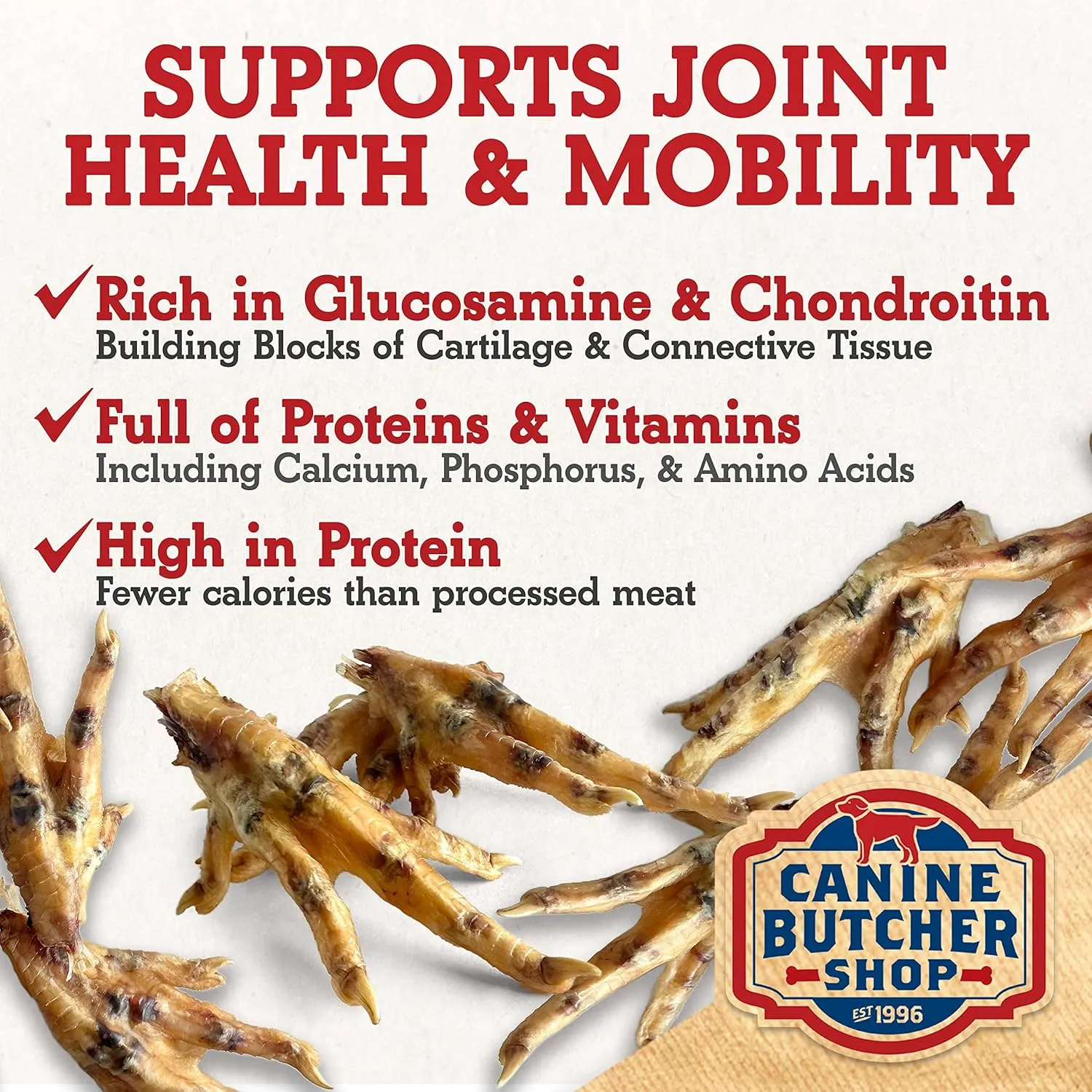 Chicken Feet Dog Treats, Raised & Made in USA (200-Pack), Dehydrated Chicken Feet, All Natural Dog Chews & Snacks