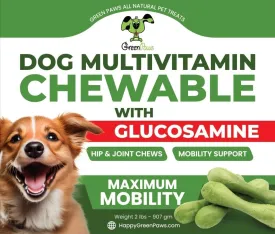 Chicken Flavored Dental Dog Treats with Multivitamins & Glucosamine for Oral Health & Mobility Support 60 Count - Natural Energy Boosters (2 lbs)