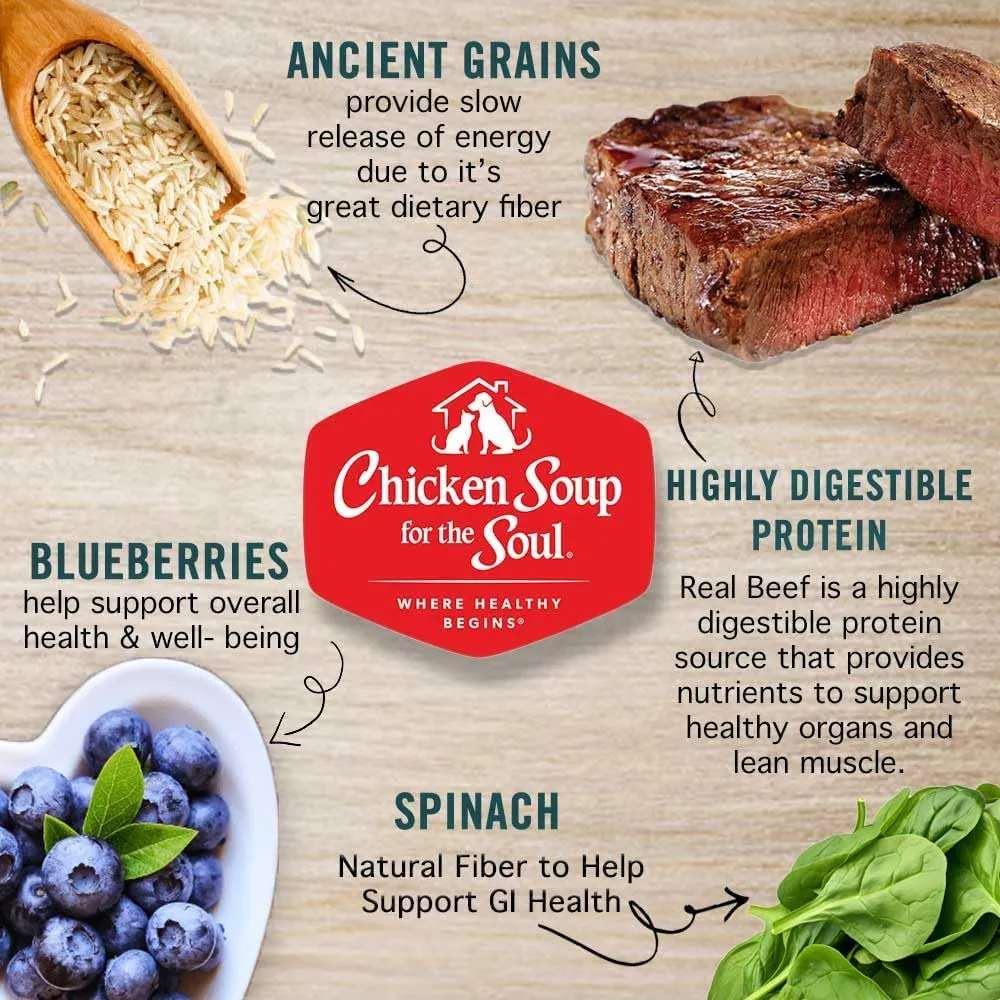 Chicken Soup For The Soul Classic Dry Adult Dog Food, Beef & Brown Rice Recipe, 28 Pound Bag | Soy Free, Corn Free, Wheat Free, Dry Dog Food Made with Real Ingredients