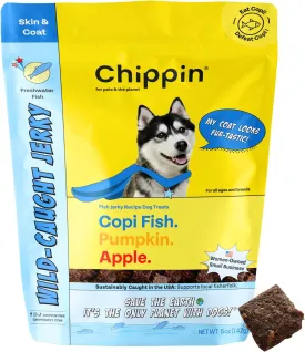 Chippin Fish, Pumpkin, Apple Grain-Free Dog & Cat Treats (5oz, 1-Pack) | USA Wild-Caught Fish | Hypoallergenic, Chicken-Free | Best Training Treats | Puppies & Senior Dogs | Low Fat Dog Treats