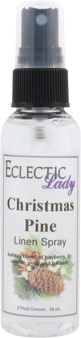 Christmas Pine Linen Spray, 8 ounces - Eclectic Lady Sheet and Linen Spray - No Artificial Colors, Parabens, or Preservatives - Long-Lasting Scent for Bed, Fabric & Pillow