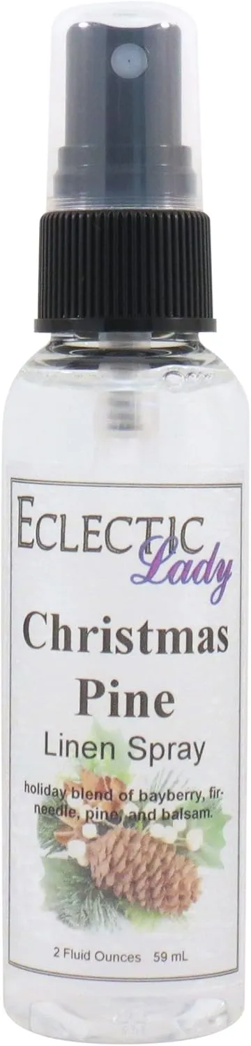 Christmas Pine Linen Spray, 8 ounces - Eclectic Lady Sheet and Linen Spray - No Artificial Colors, Parabens, or Preservatives - Long-Lasting Scent for Bed, Fabric & Pillow