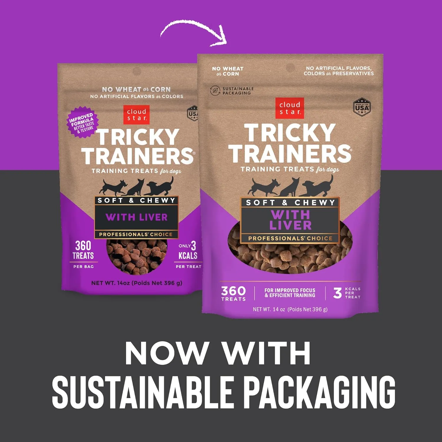 Cloud Star Tricky Trainers Soft & Chewy Dog Training Treats 14 oz. Pouch, Liver Flavor, Low Calorie Behavior Aid with 360 treats