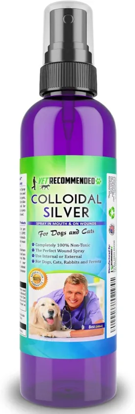 Colloidal Silver for Dogs and Cats, Colloidal Silver Spray That Works as Natural Hot Spot Solution for Dogs - Made in USA (8oz/240ml)