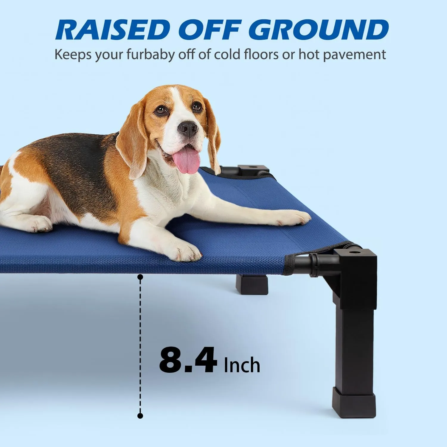 Cooling Elevated Dog Bed, Raised Dog Bed with Washable Breathable Mesh and Metal Frame, Portable Dog Cot Bed with No-Slip Feet for Outdoor and Indoor Use