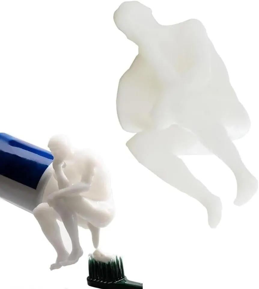 Cooplay Funny 3D Thinker Toothpaste Caps Pooping Toothpaste Cover Dispenser Squeezer Topper Bathroom Accessories Props Trick