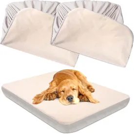 Dog Bed Covers Replacement Washable 100% Waterproof Dog Bed Sheets, Soft & Noiseless Pet Bed Cover, 2 Pack, 36" x 27" Beige