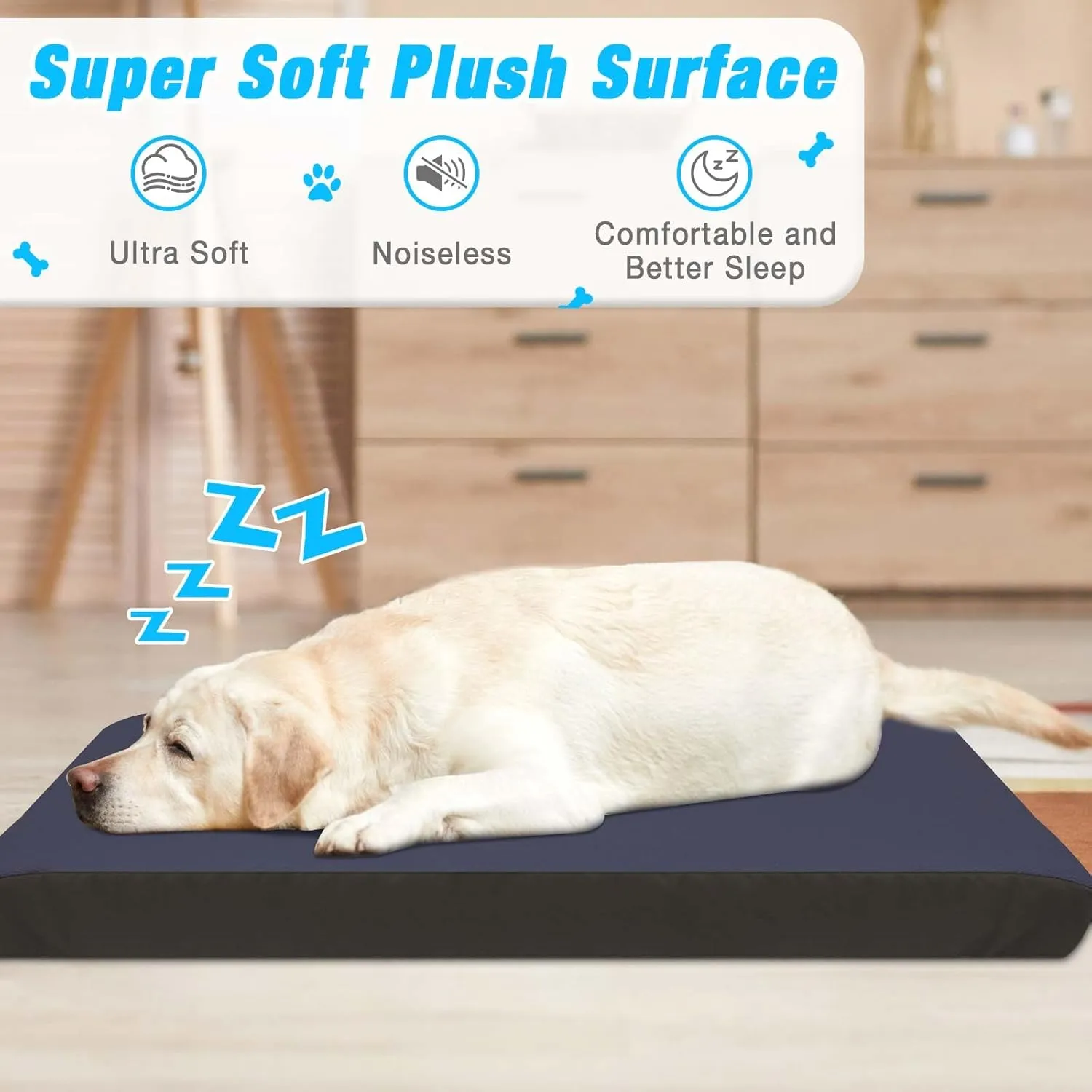 Dog Bed Covers Replacement Washable 100% Waterproof Dog Bed Sheets, Soft & Noiseless Pet Bed Cover, 2 Pack, 36" x 27" Blue