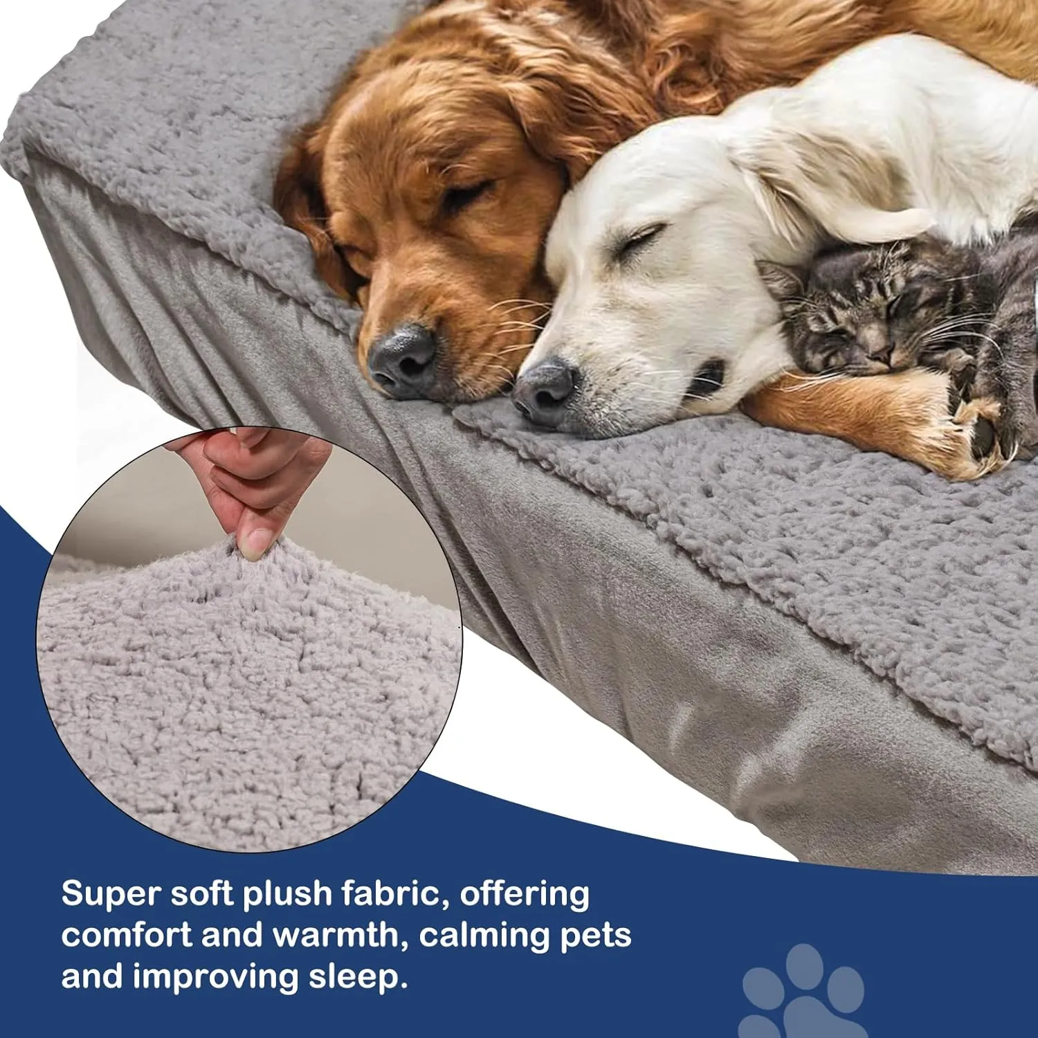 Dog Bed Covers Replacement Washable, Waterproof Dog Sofa Cover Ultra Soft Plush, Quilted, Pet Bed Cover for Cat, Cover Only (Grey, 35.0" L x 23.0" W x 6.5" Th)