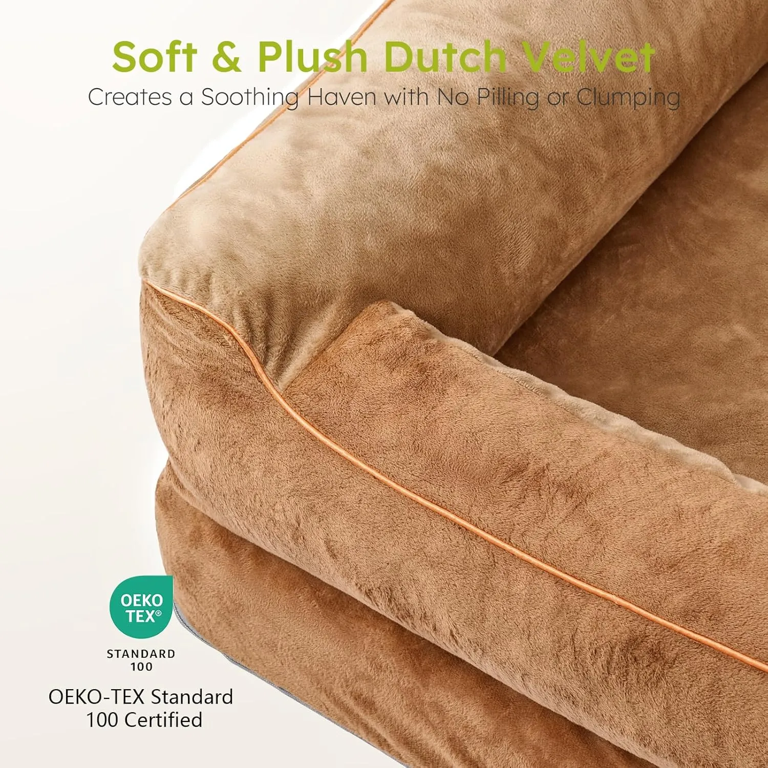 Dog Beds for Large Dogs, Orthopedic Dog Bed with Cooling Gel Memory Foam, Waterproof Large Pet Bed with Removable Washable Cover, 36" Pet Sofa Couch Dutch Velvet with Bone Toy, Brown