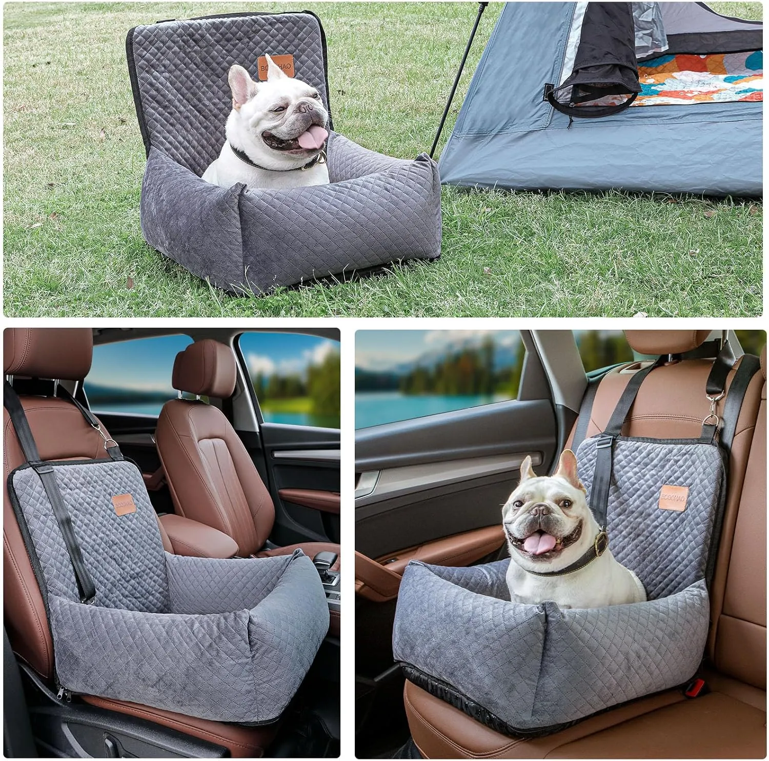 Dog Car Seat Pet Booster Seat Pet Travel Safety Car Seat,The Dog seat Made is Safe and Comfortable,and can be Disassembled for Easy Cleaning (Gray)
