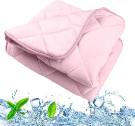 Dog Cooling Mat, Premium Lightweight Pet Cooling Blanket Bed Cover for Dogs, Cat, Puppies | Ice Silk Cooling Pad for Dogs Furniture Protector | Machine Washable Pet Blanket,Pink 40''x55''