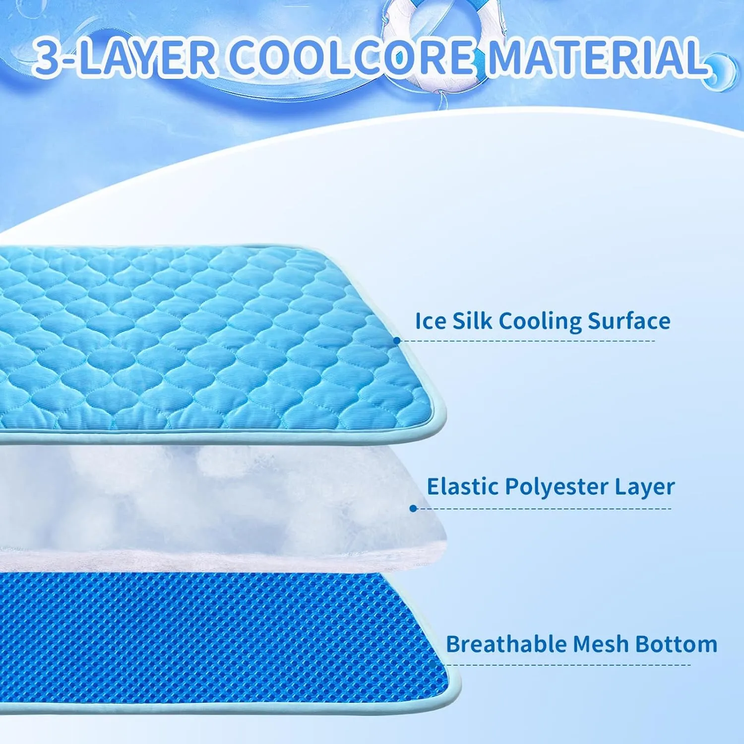 Dog Cooling Mat Self Cool Pad for Dogs and Cats, Washable Portable Pet Sleeping Pad for Summer,27.5" x 18.5"