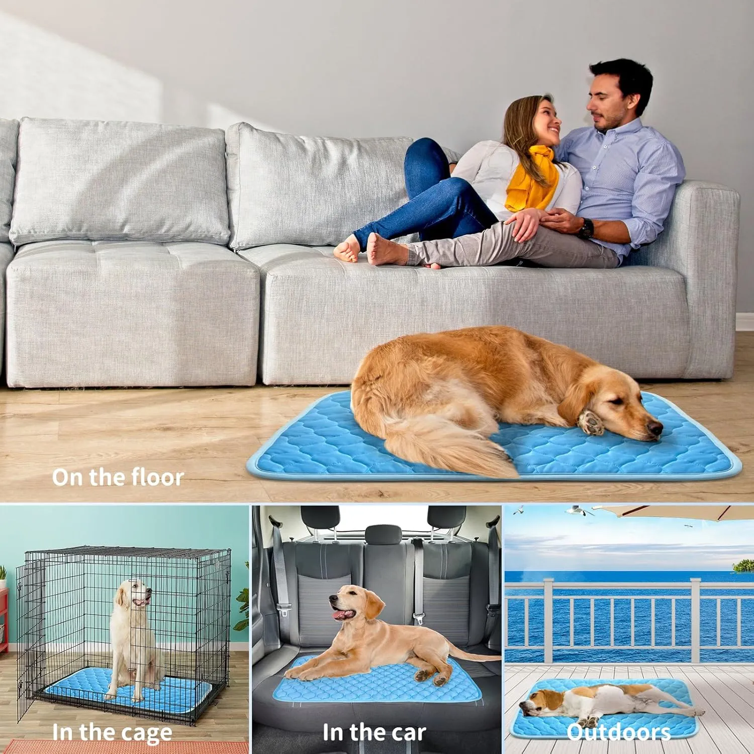Dog Cooling Mat Self Cool Pad for Dogs and Cats, Washable Portable Pet Sleeping Pad for Summer,27.5" x 18.5"