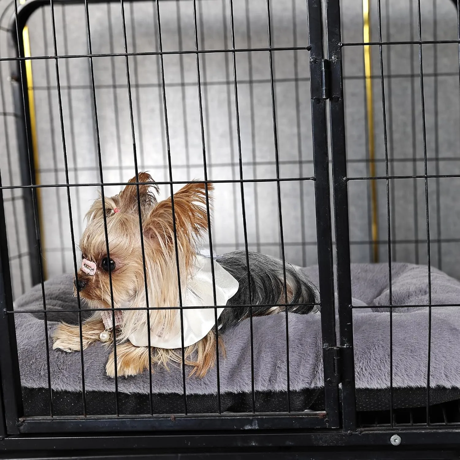 Dog Crate Pads for Small Dogs with Fluffy Faux Fur and Non-Slip Bottom,24 inch Pet Bed Soft and Comfy for Puppy or Cat,Machine Washable Crate Mat 24 x 18,Dark Grey