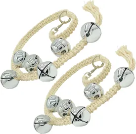 Dog Hanging Doorbells| Extra Loud Dog Potty Training Bells| Adjustable Durable Braided Rope Door Bell for Dogs to Ring to Go Outside(2 Silver)