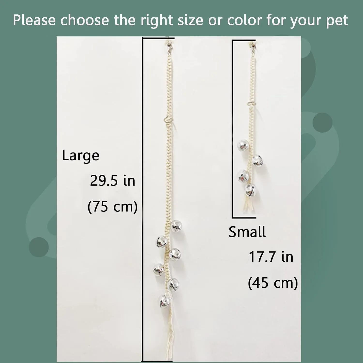 Dog Hanging Doorbells| Extra Loud Dog Potty Training Bells| Adjustable Durable Braided Rope Door Bell for Dogs to Ring to Go Outside(2 Silver)