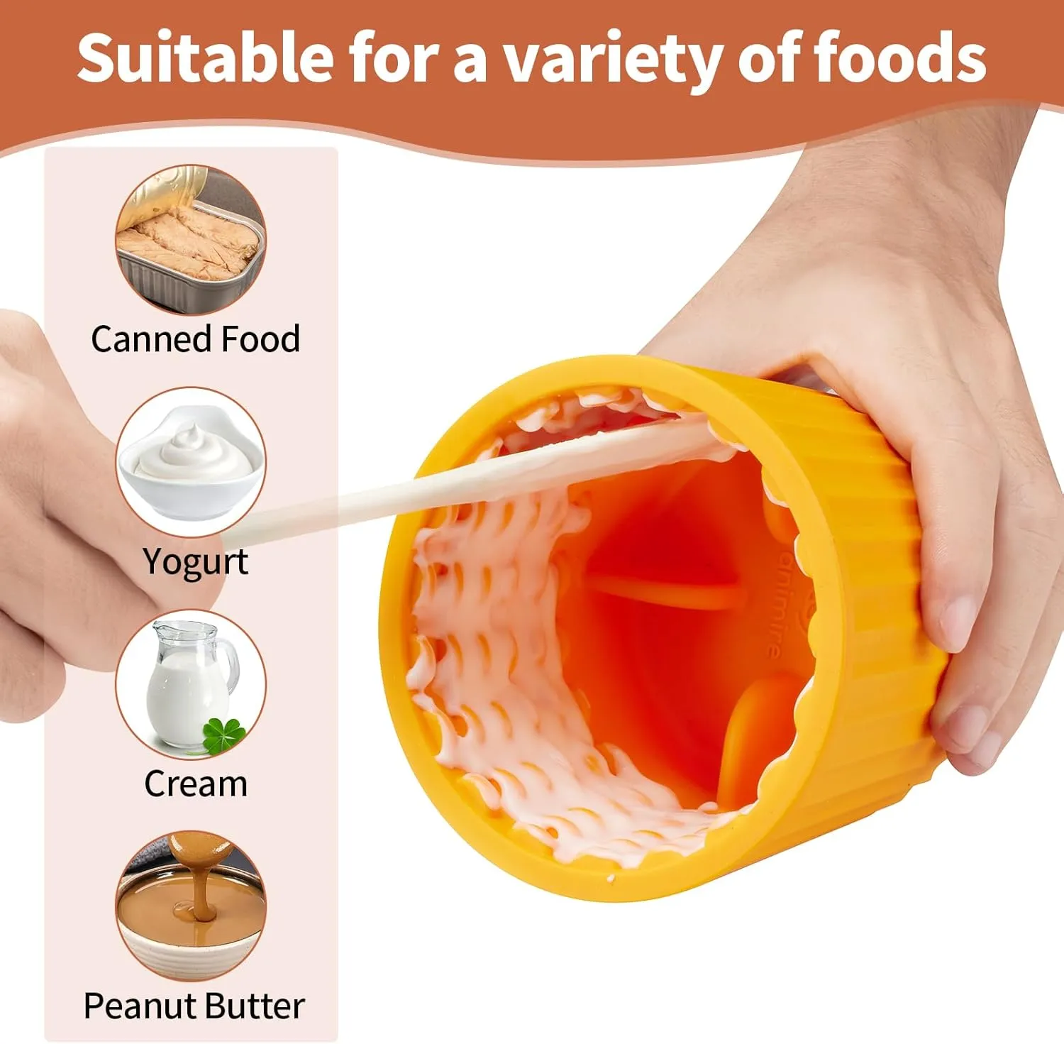 Dog Lick Bowl, Anxiety Relief Dog Licking Mat Freezer Treat Dispenser, Non-Slip Anti-Choking Silicone Slow Feeder Lick Bowl for Small Medium & Large Breed Dogs, BPA Free(Orange,M-L)