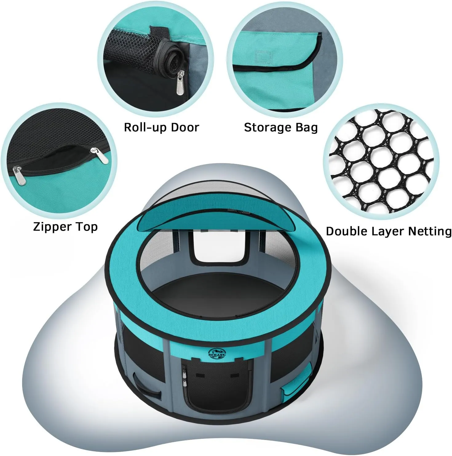 Dog Playpen Puppy Play Pen Indoors Pet Crate Small Dog Cage Portable Foldable Cat Kennel for Kitten Hamster Rabbit Bunny Guinea Pig with Collapsible Food Bowl Carrying Case