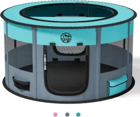 Dog Playpen Puppy Play Pen Indoors Pet Crate Small Dog Cage Portable Foldable Cat Kennel for Kitten Hamster Rabbit Bunny Guinea Pig with Collapsible Food Bowl Carrying Case