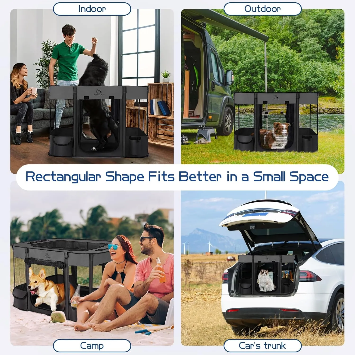 Dog Playpen,Pet Playpen,Foldable Dog Cat Playpens,Portable Exercise Kennel Tent Crate,Water-Resistant Breathable Shade Cover, Indoor Outdoor Travel Camping Use for Small Animals with Carrying Case(M)