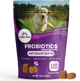 Dog Probiotics for Digestive Health - 120 Dog Chews - Probiotics for Dogs - Dog Probiotics for Yeast, Itchy Skin and Itchy Ears, Yeast Infection Treatment for Dogs - Flora Balance, Immune Support