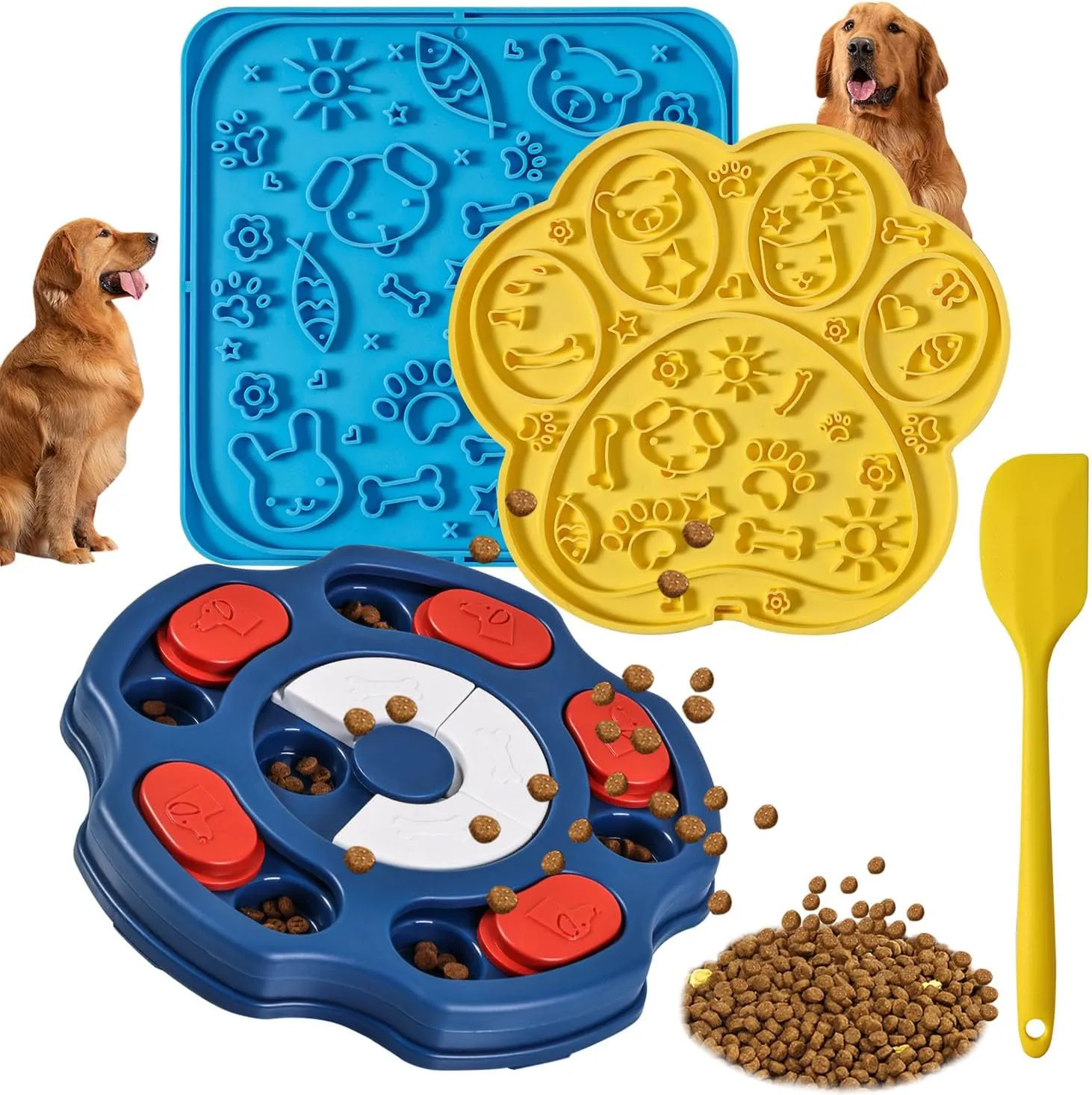Dog Puzzle Toy Set - Enrichment Toys for Dogs Mental Stimulation, Interactive Treat Puzzle to Keep Them Busy & Boredom and Mental Stimulation, with 2 Suction Cups Lick Mat