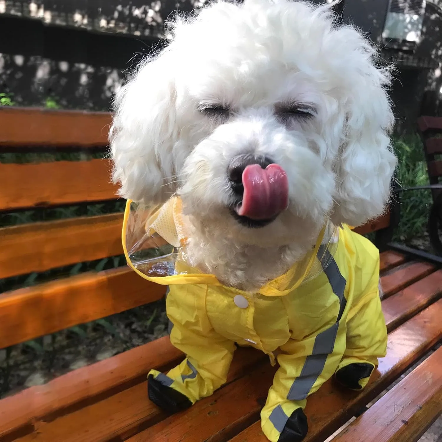 Dog Raincoat with Boots,Waterproof Dog Raincoats with Hood for Small Medium Large Dogs,Raincoat with Reflective Strap, Lightweight Rain Jacket with Leash Hole (Yellow Flower, Medium)