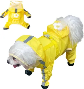 Dog Raincoat with Boots,Waterproof Dog Raincoats with Hood for Small Medium Large Dogs,Raincoat with Reflective Strap, Lightweight Rain Jacket with Leash Hole (Yellow Flower, Medium)