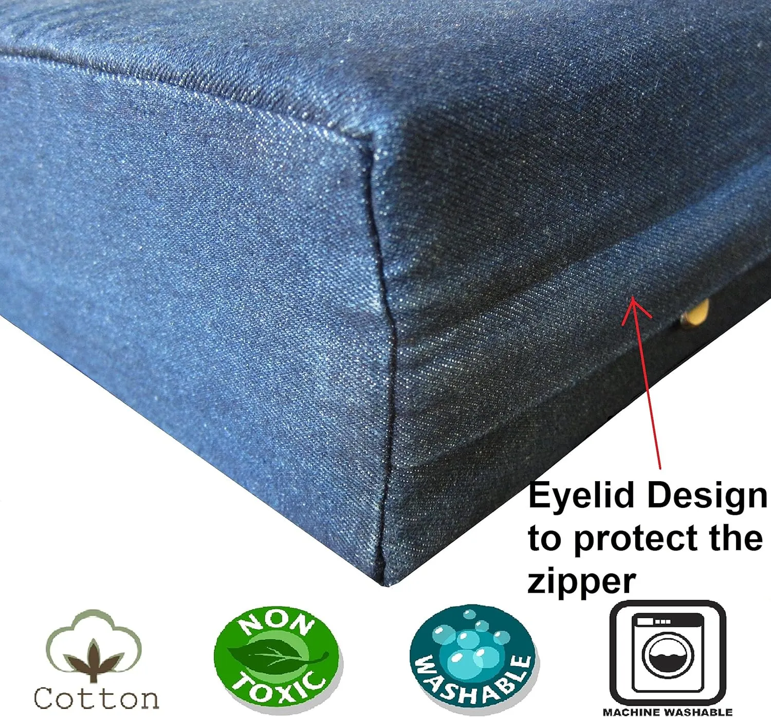 Dogbed4less DIY Durable Blue Denim Pet Bed External Duvet Cover and Waterproof Internal Case for 47"X29"X4" Extra Large Dog Bed - Replacement Covers only