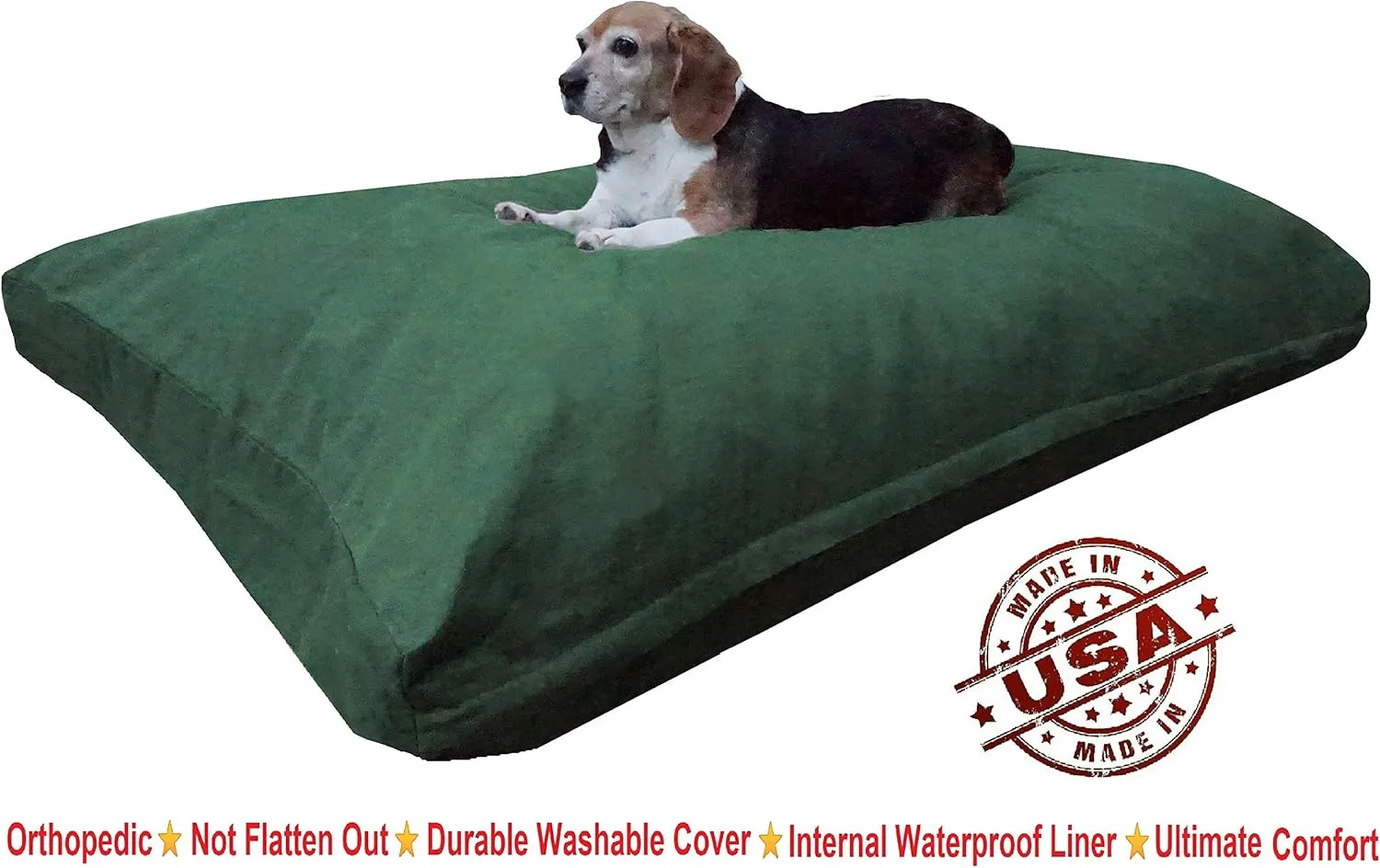 Dogbed4less Jumbo Orthopedic Extreme Comfort Memory Foam Dog Beds for Large Dog, Waterproof Internal Case and Machine Washable External Cover, 55"X47" Pet Pillow, Olive Green