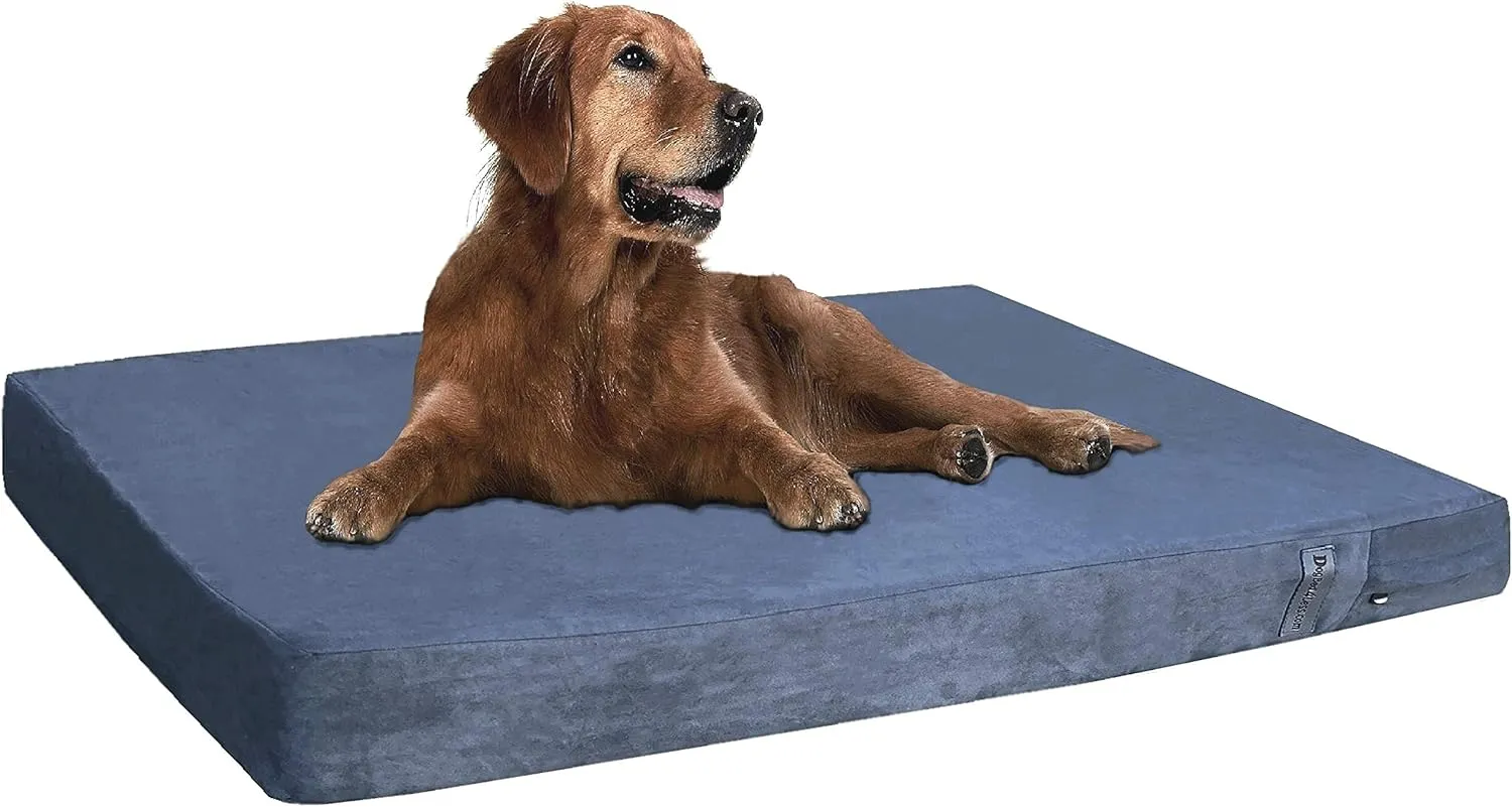 Dogbed4less Premium Orthopedic Memory Foam Dog Bed, Waterproof Lining, Machine Washable External Cover and Extra Pet Bed Case, Fit XL 48"X30" Crate